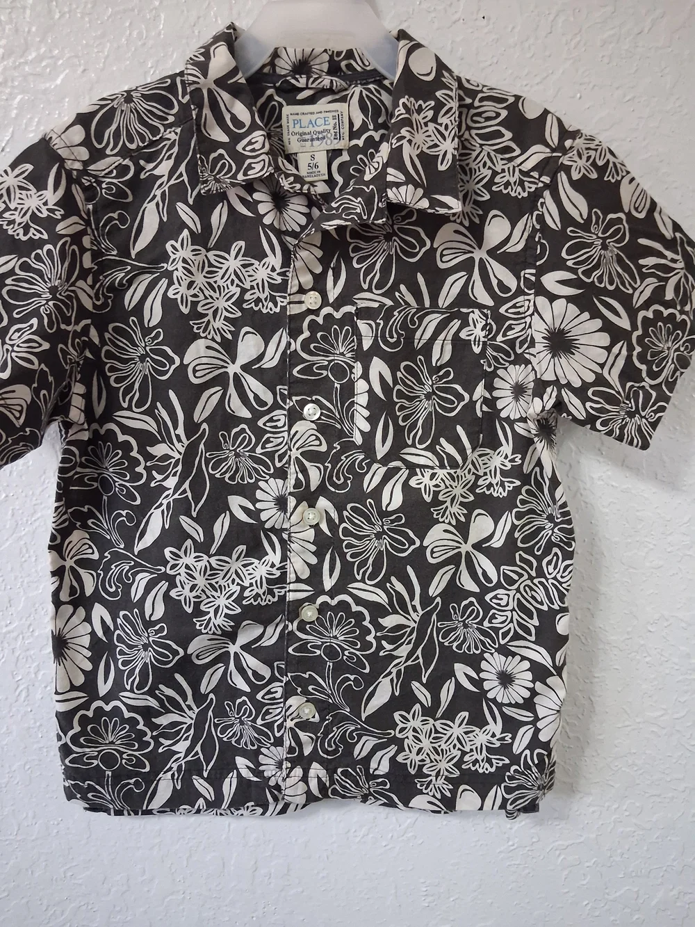 The Children's Place Black & White Floral Button-Down Shirt